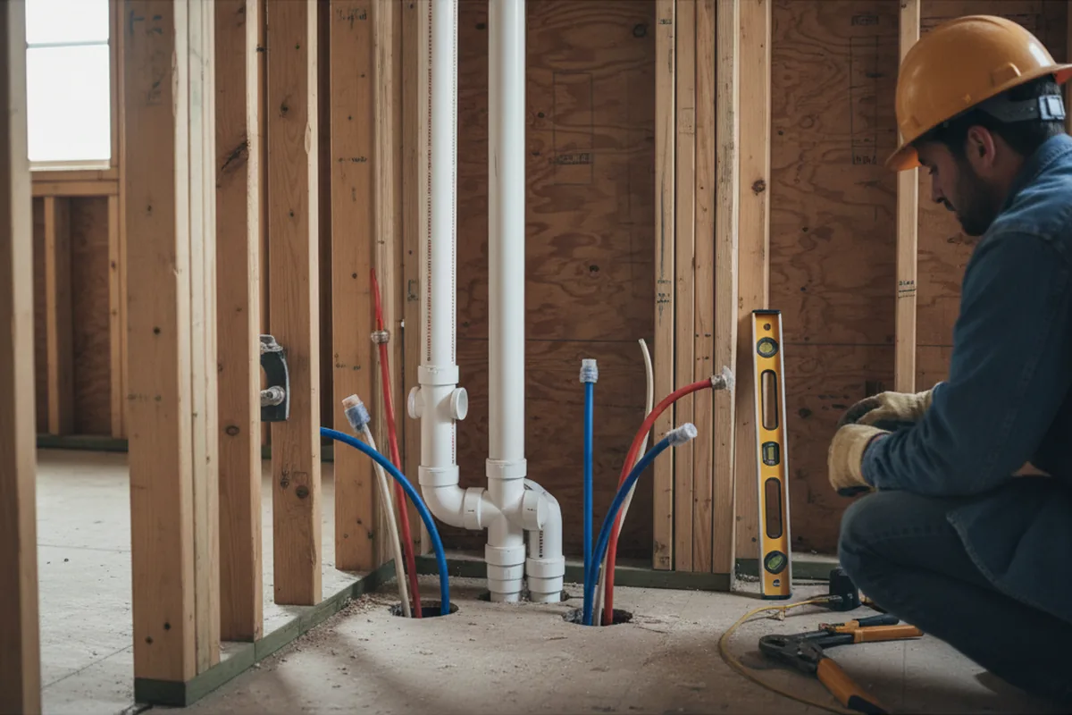 Drain and supply rough-in during Leak Detection in Knickerbocker