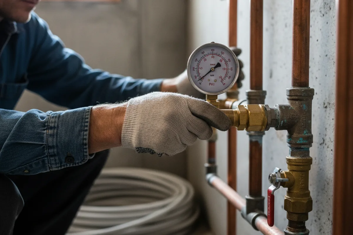 Pressure testing a repaired line during Water Line Repair in Knickerbocker